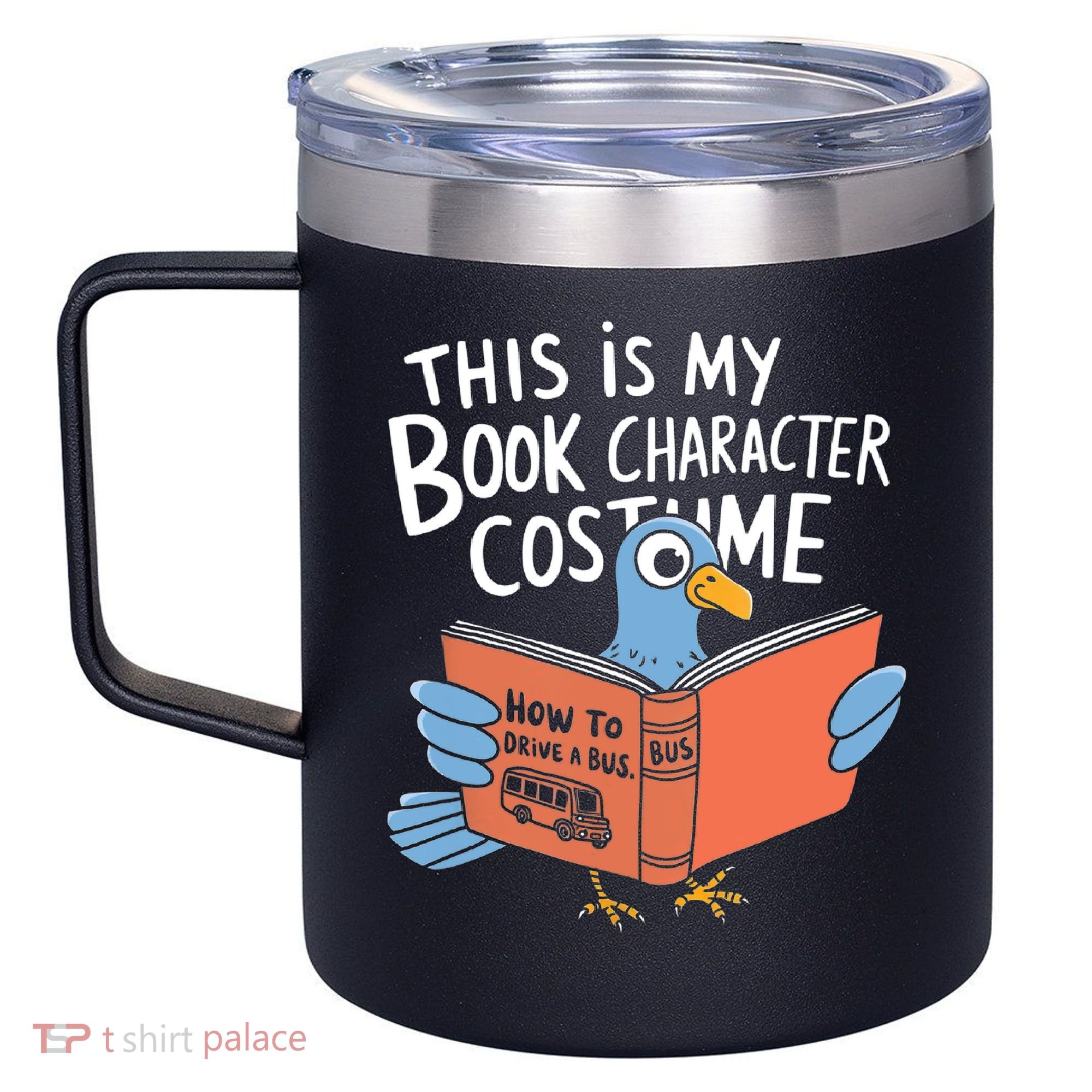 This Is My Book Character Costume Funny Pigeon Reading  12oz Stainless Steel Coffee Mug