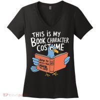 This Is My Book Character Costume Funny Pigeon Reading  Women's V-Neck T-Shirt thumb 0