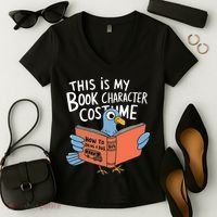 This Is My Book Character Costume Funny Pigeon Reading  Women's V-Neck T-Shirt thumb 2