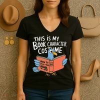 This Is My Book Character Costume Funny Pigeon Reading  Women's V-Neck T-Shirt thumb 3