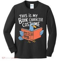 This Is My Book Character Costume Funny Pigeon Reading  Kids Long Sleeve Shirt thumb 0
