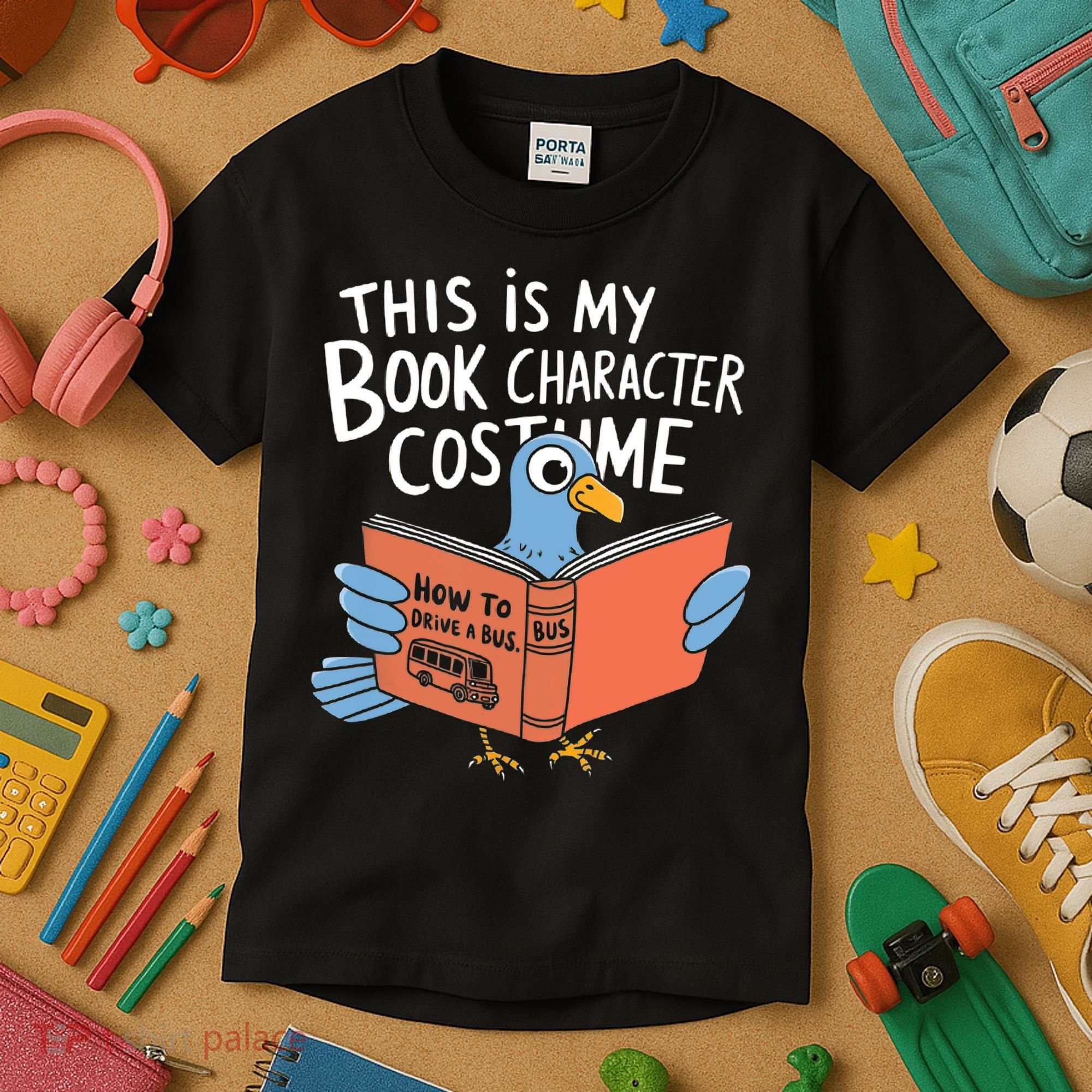 This Is My Book Character Costume Funny Pigeon Reading  Kids T-Shirt