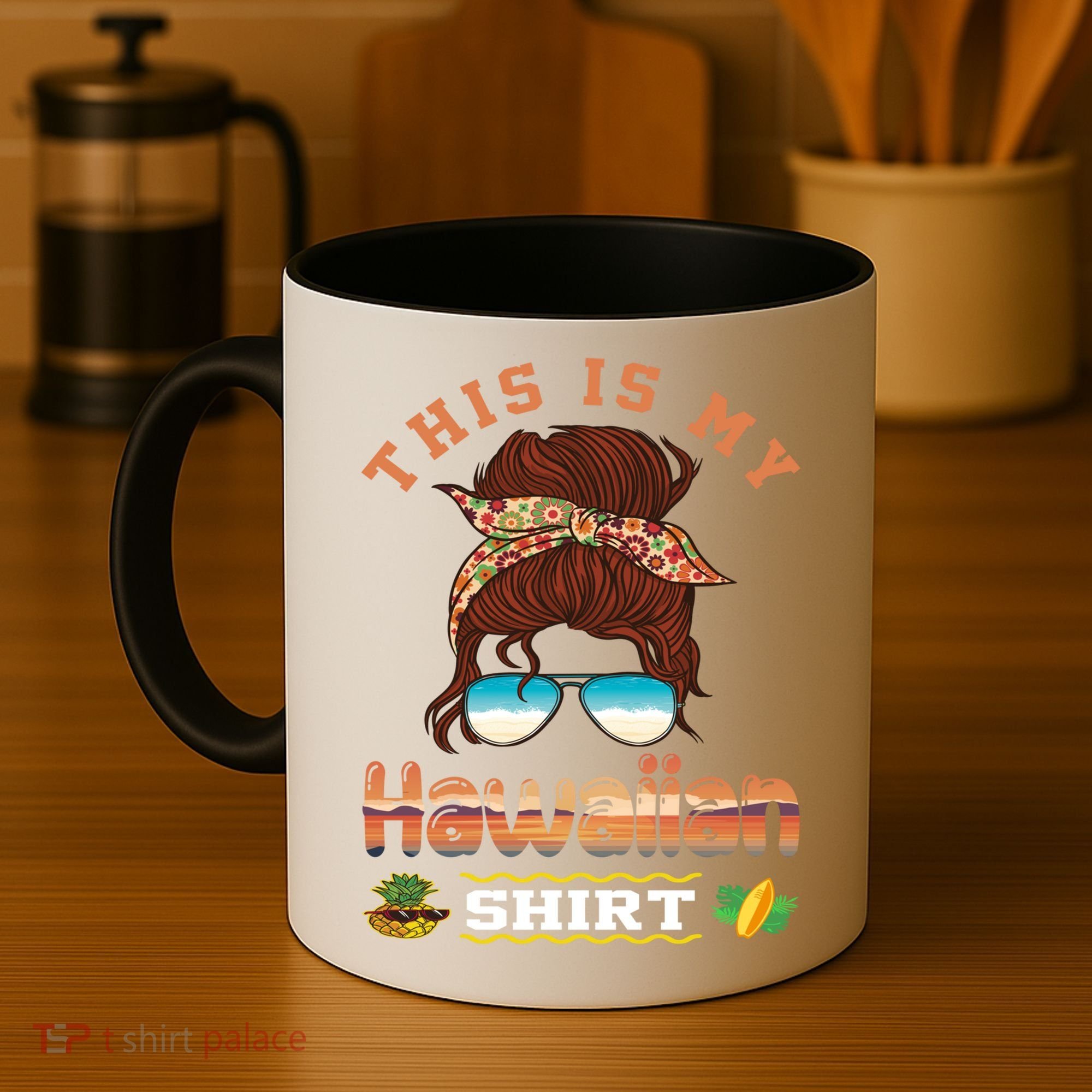 This Is My Hawaiian Gift Luau Aloha Pineapple Messy Bun Funny Gift Coffee Mug