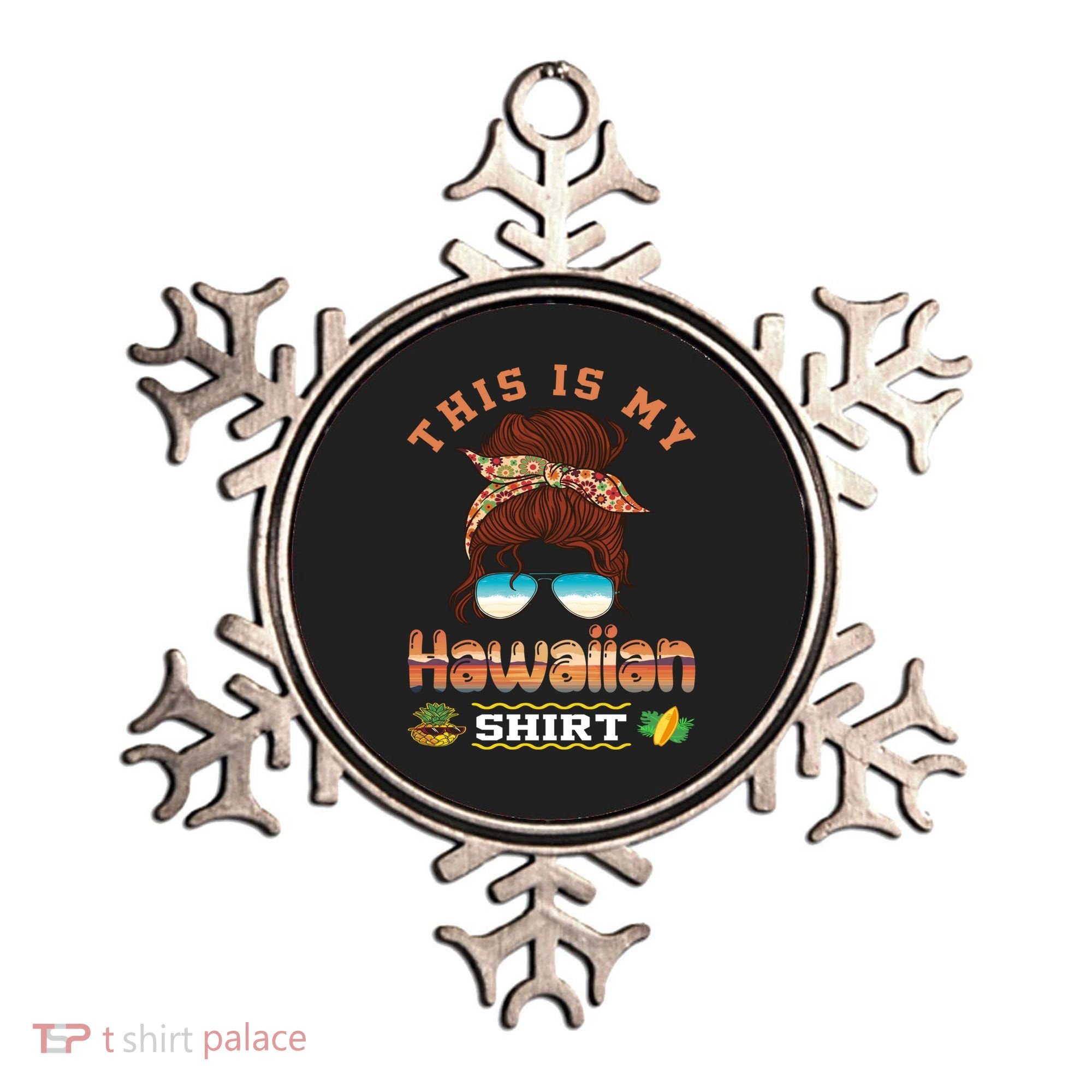 This Is My Hawaiian Gift Luau Aloha Pineapple Messy Bun Funny Gift Ornament