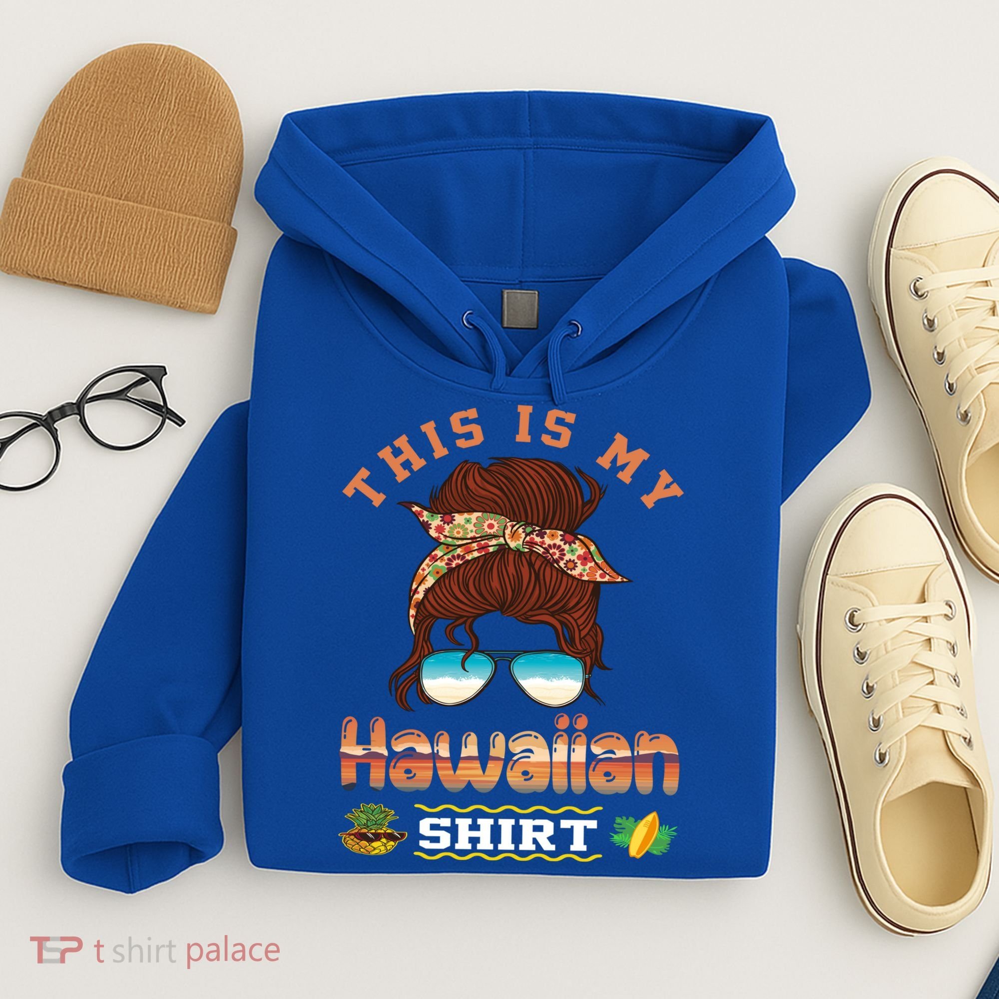 This Is My Hawaiian Gift Luau Aloha Pineapple Messy Bun Funny Gift Hoodie