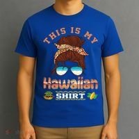 This Is My Hawaiian Gift Luau Aloha Pineapple Messy Bun Funny Gift T-Shirt thumb 3