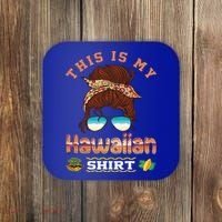 This Is My Hawaiian Gift Luau Aloha Pineapple Messy Bun Funny Gift Coaster thumb 0