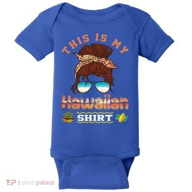 This Is My Hawaiian Gift Luau Aloha Pineapple Messy Bun Funny Gift Baby Bodysuit