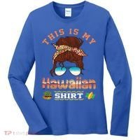 This Is My Hawaiian Gift Luau Aloha Pineapple Messy Bun Funny Gift Women's Long Sleeve Shirt thumb 0