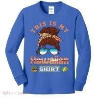 This Is My Hawaiian Gift Luau Aloha Pineapple Messy Bun Funny Gift Kids Long Sleeve Shirt thumb 0