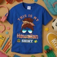 This Is My Hawaiian Gift Luau Aloha Pineapple Messy Bun Funny Gift Kids T-Shirt thumb 3