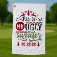 This Is My Ugly Sweater Christmas Golf Towel thumb 1