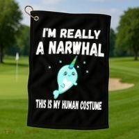 This Is My Human Costume Cute Gift I'm Really A Narwhal Funny Gift Golf Towel thumb 1