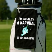 This Is My Human Costume Cute Gift I'm Really A Narwhal Funny Gift Golf Towel thumb 2