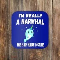 This Is My Human Costume Cute Gift I'm Really A Narwhal Funny Gift Coaster thumb 0