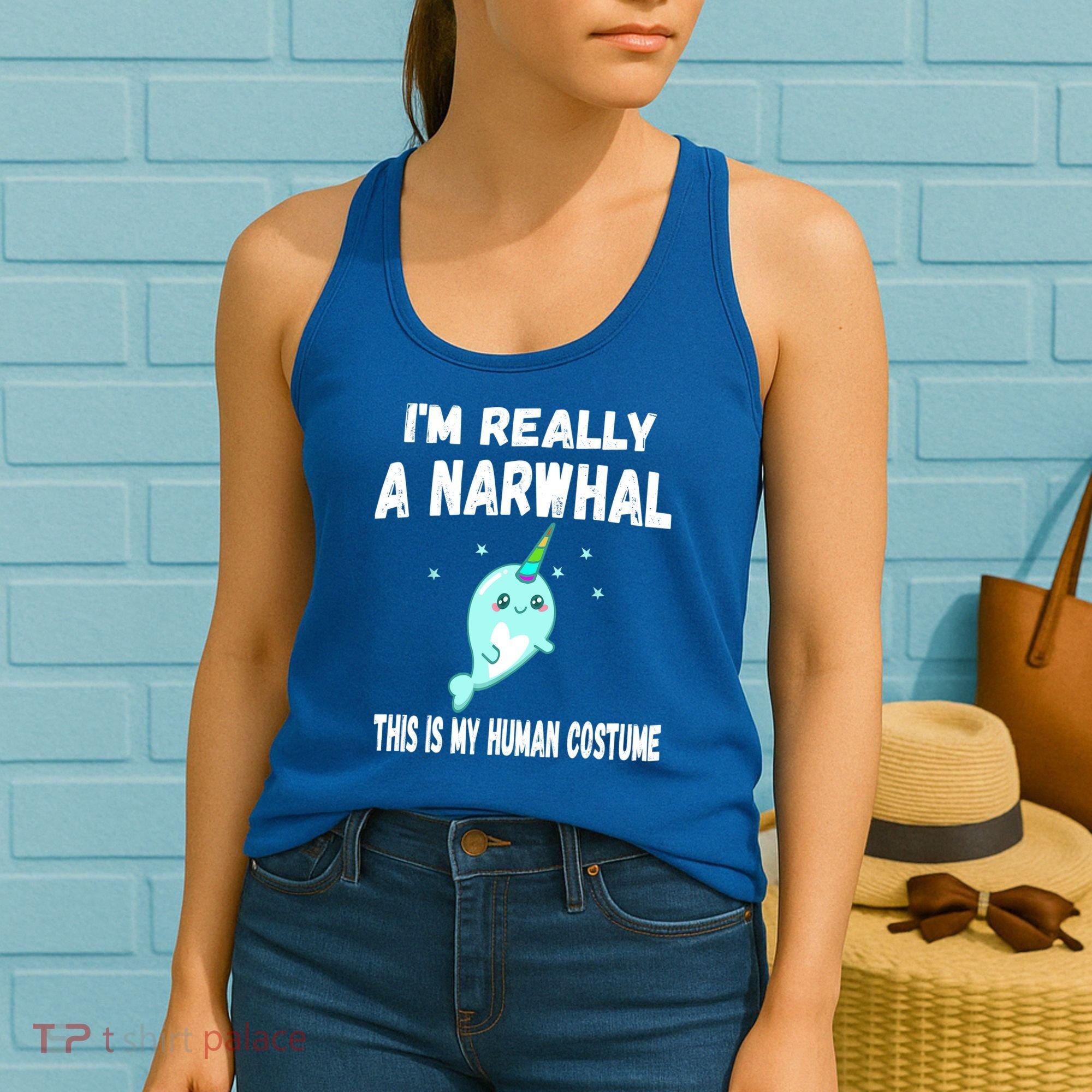 This Is My Human Costume Cute Gift I'm Really A Narwhal Funny Gift Women's Tank Top