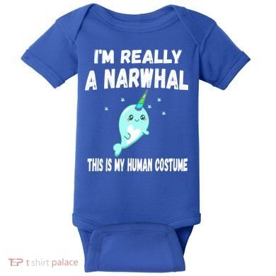 This Is My Human Costume Cute Gift I'm Really A Narwhal Funny Gift Baby Bodysuit
