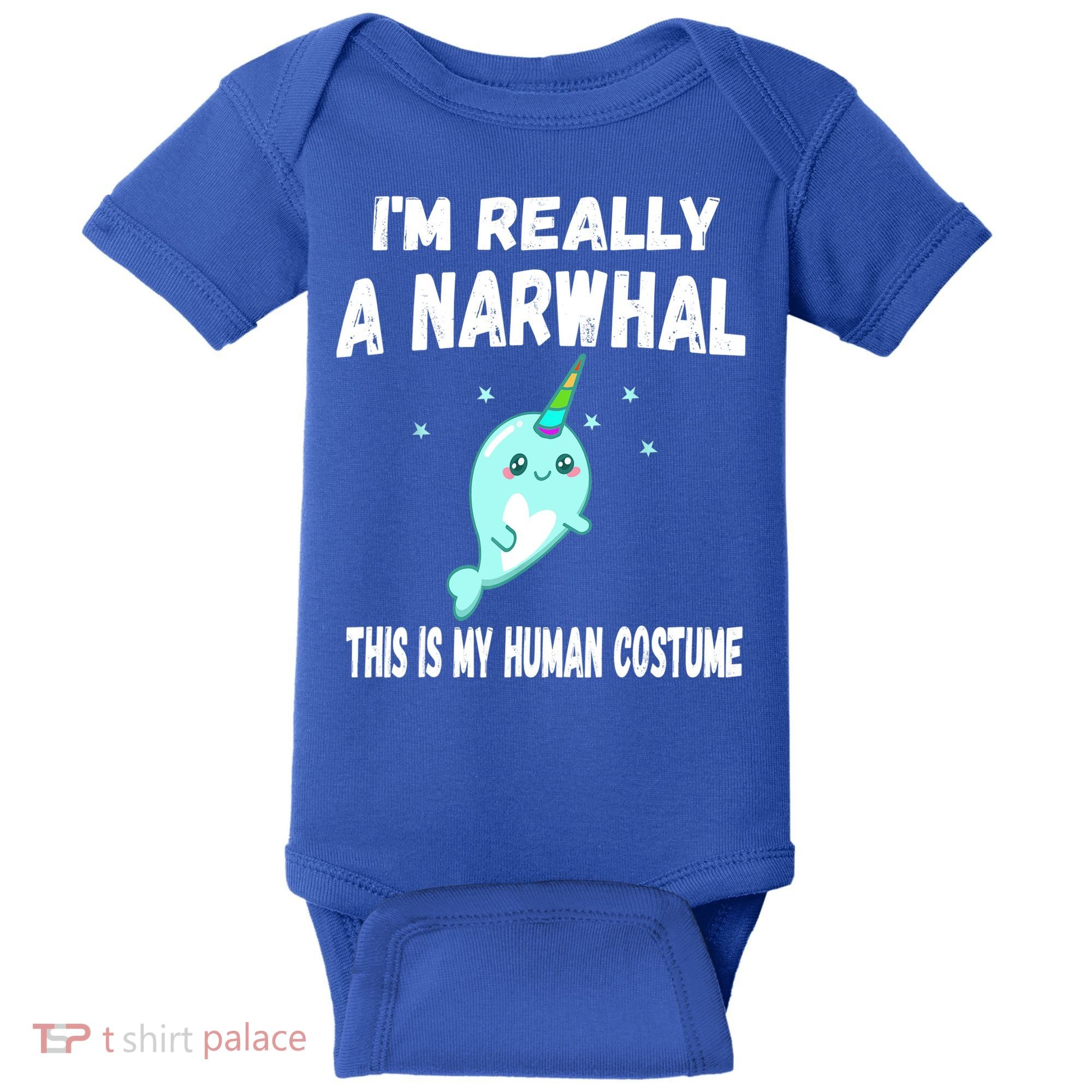 This Is My Human Costume Cute Gift I'm Really A Narwhal Funny Gift Baby Bodysuit