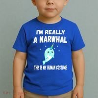 This Is My Human Costume Cute Gift I'm Really A Narwhal Funny Gift Toddler T-Shirt thumb 2