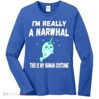 This Is My Human Costume Cute Gift I'm Really A Narwhal Funny Gift Women's Long Sleeve Shirt thumb 0