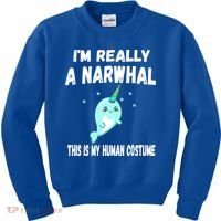 This Is My Human Costume Cute Gift I'm Really A Narwhal Funny Gift Kids Sweatshirt thumb 0