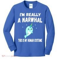 This Is My Human Costume Cute Gift I'm Really A Narwhal Funny Gift Kids Long Sleeve Shirt thumb 0