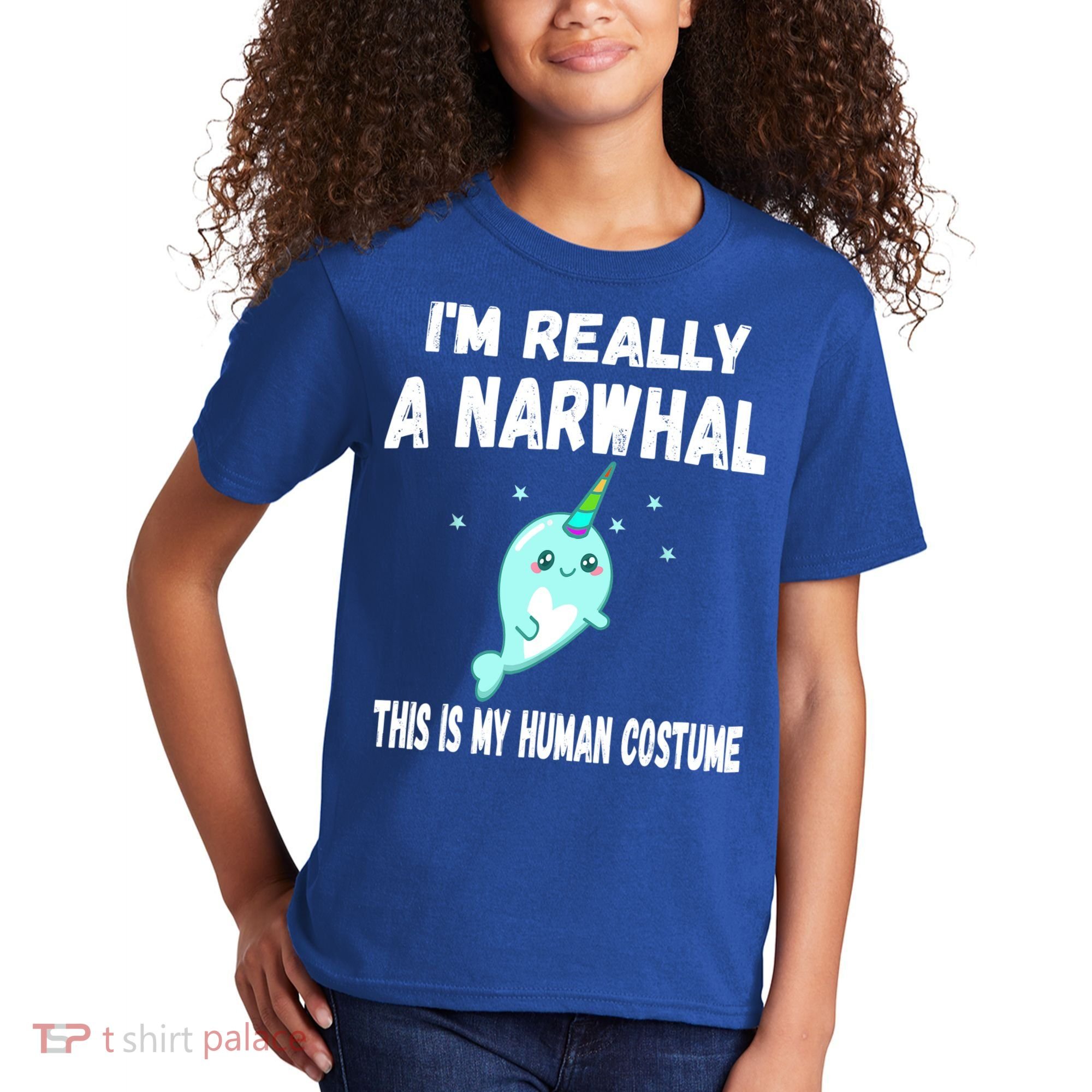 This Is My Human Costume Cute Gift I'm Really A Narwhal Funny Gift Kids T-Shirt