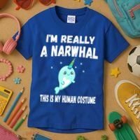 This Is My Human Costume Cute Gift I'm Really A Narwhal Funny Gift Kids T-Shirt thumb 3