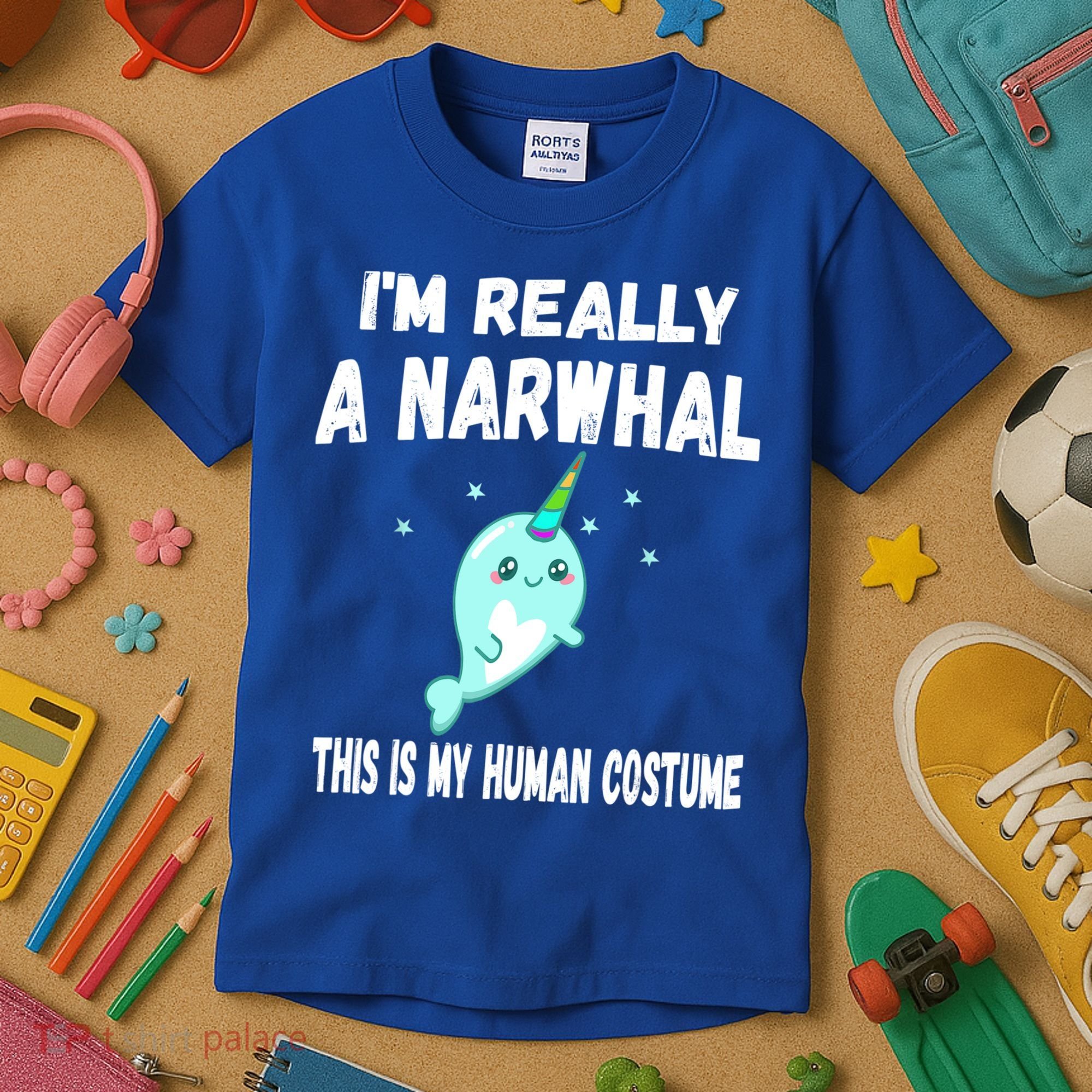 This Is My Human Costume Cute Gift I'm Really A Narwhal Funny Gift Kids T-Shirt