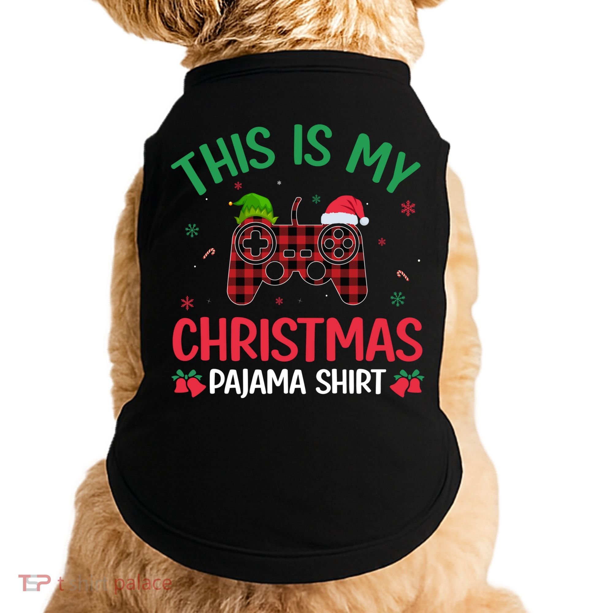 This Is My Christmas Pajama Santa Hat Gamer Video Game Xmas Gift Doggie Tank