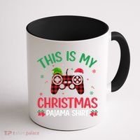 This Is My Christmas Pajama Santa Hat Gamer Video Game Xmas Gift Coffee Mug thumb 1