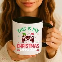 This Is My Christmas Pajama Santa Hat Gamer Video Game Xmas Gift Coffee Mug thumb 3