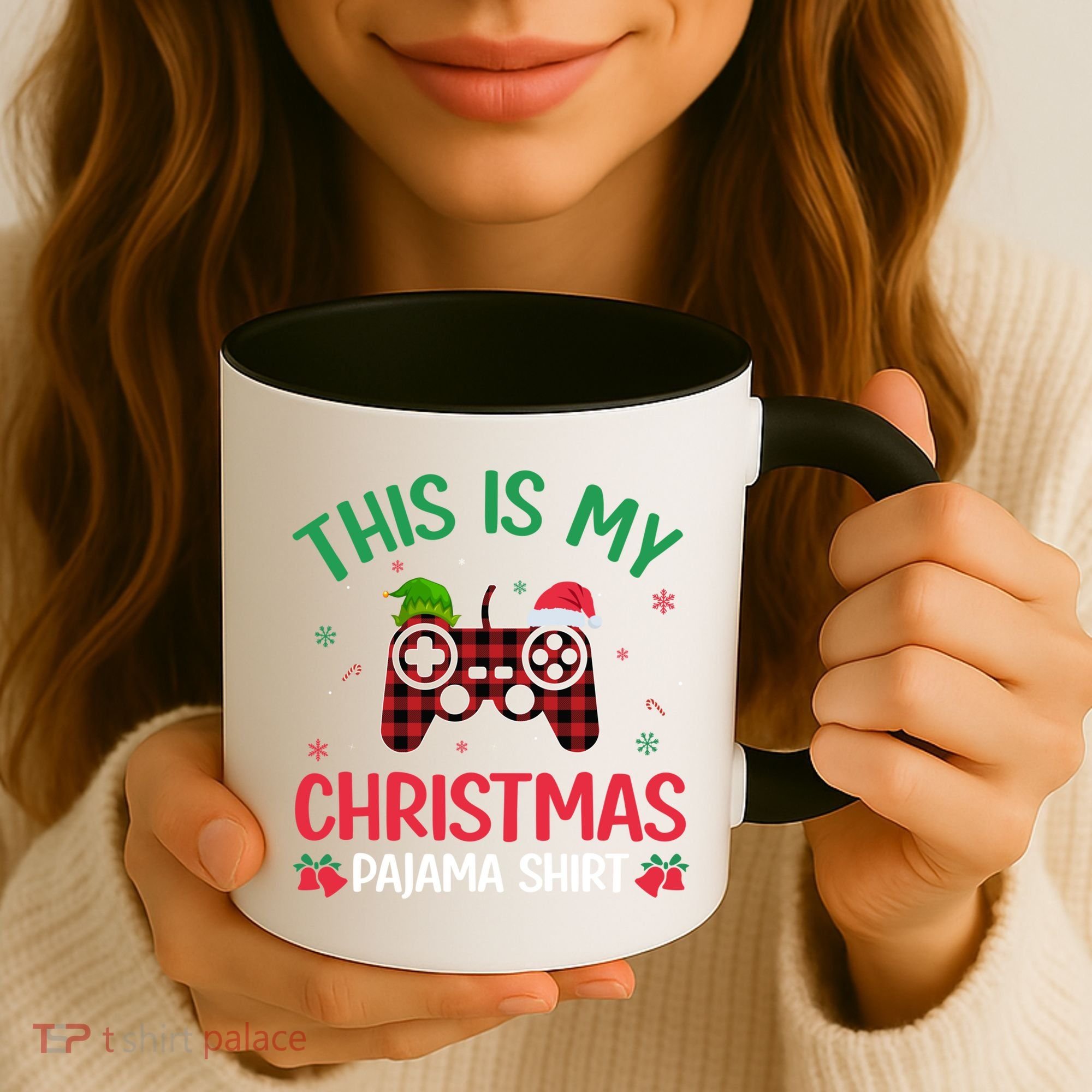 This Is My Christmas Pajama Santa Hat Gamer Video Game Xmas Gift Coffee Mug
