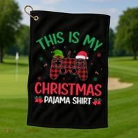 This Is My Christmas Pajama Santa Hat Gamer Video Game Xmas Gift Golf Towel thumb 1