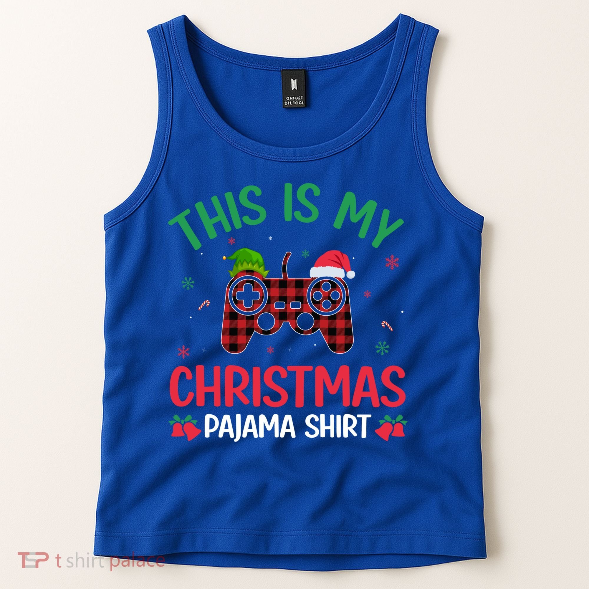 This Is My Christmas Pajama Santa Hat Gamer Video Game Xmas Gift Tank Top