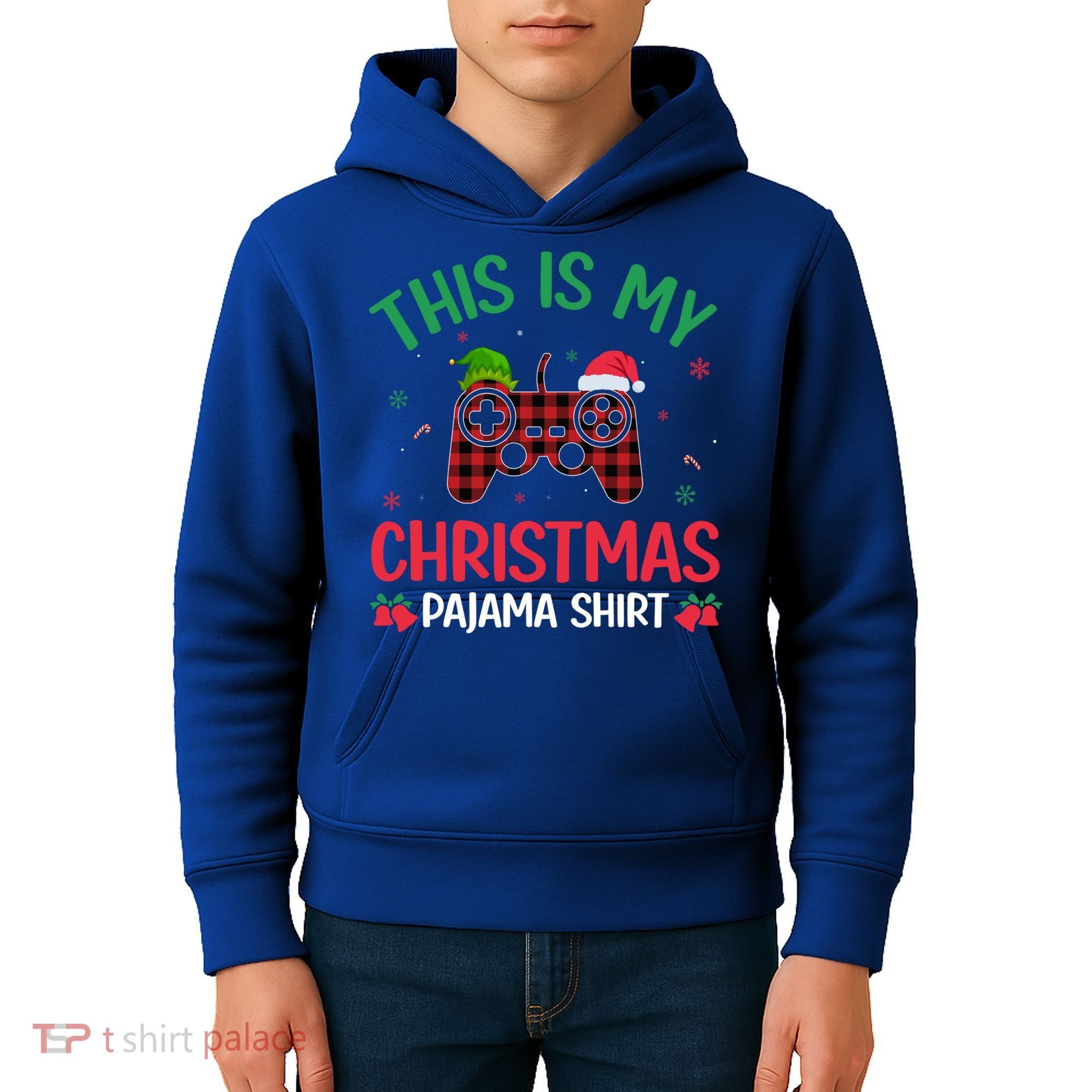 This Is My Christmas Pajama Santa Hat Gamer Video Game Xmas Gift Kids Hoodie
