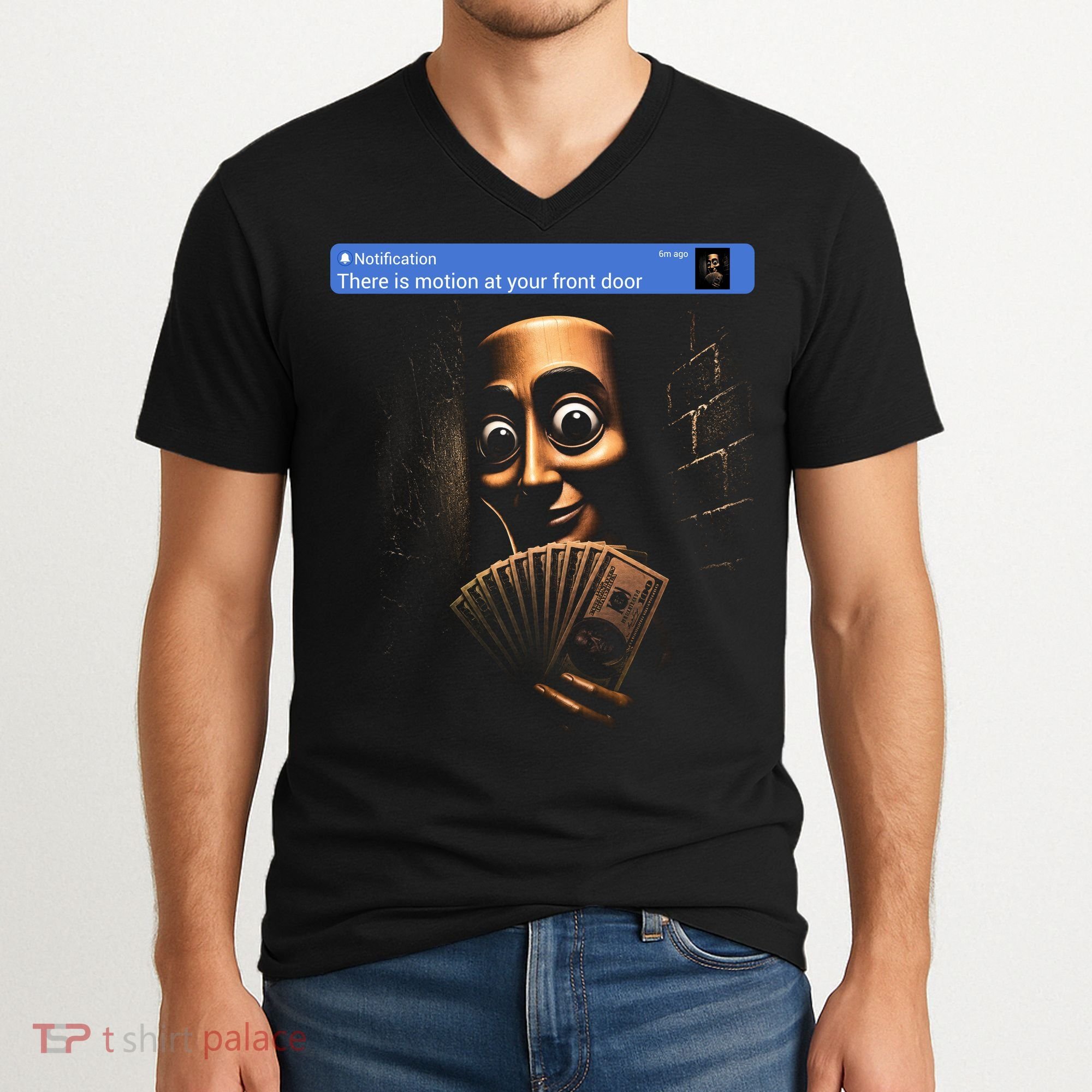 There Is Motion At Your Front Door Tung Tung Tung Sahur V-Neck T-Shirt