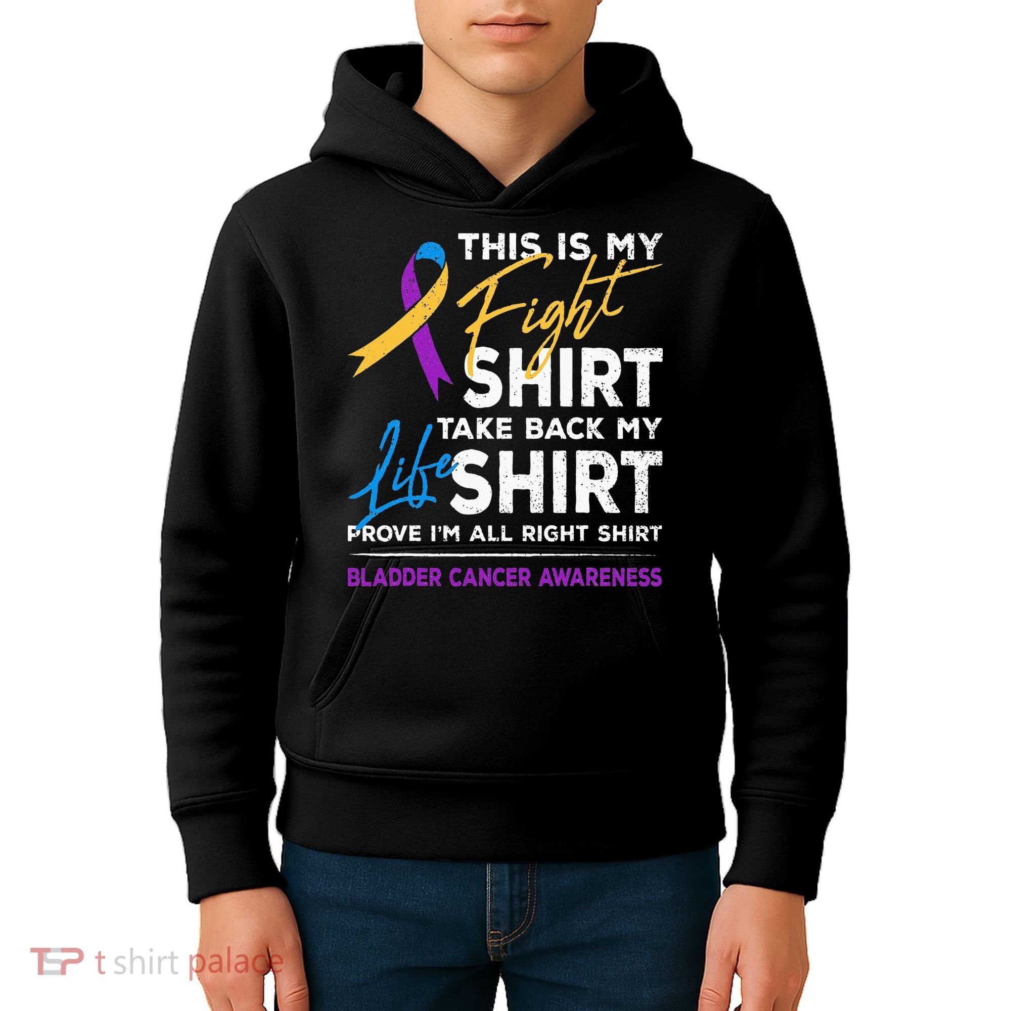 This Is My Fight Bladder Cancer Awareness Month Ribbon Kids Hoodie