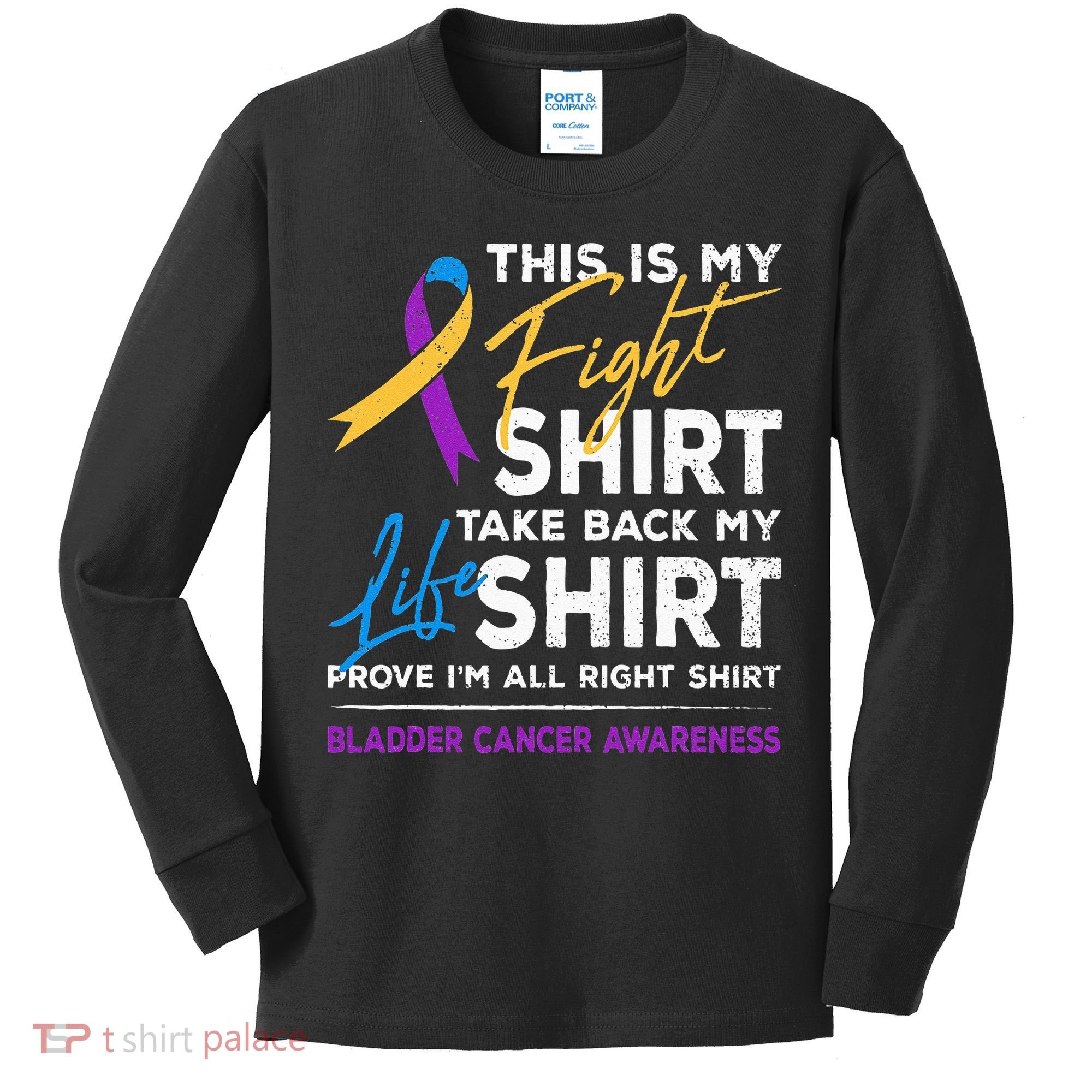 This Is My Fight Bladder Cancer Awareness Month Ribbon Kids Long Sleeve Shirt