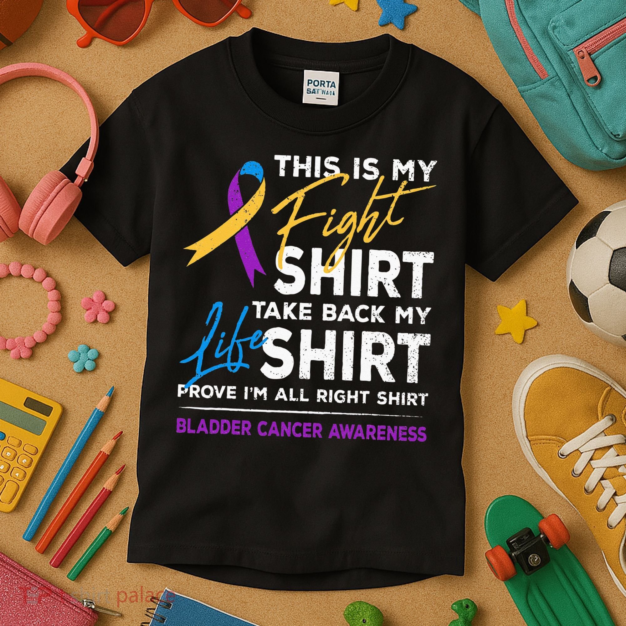 This Is My Fight Bladder Cancer Awareness Month Ribbon Kids T-Shirt