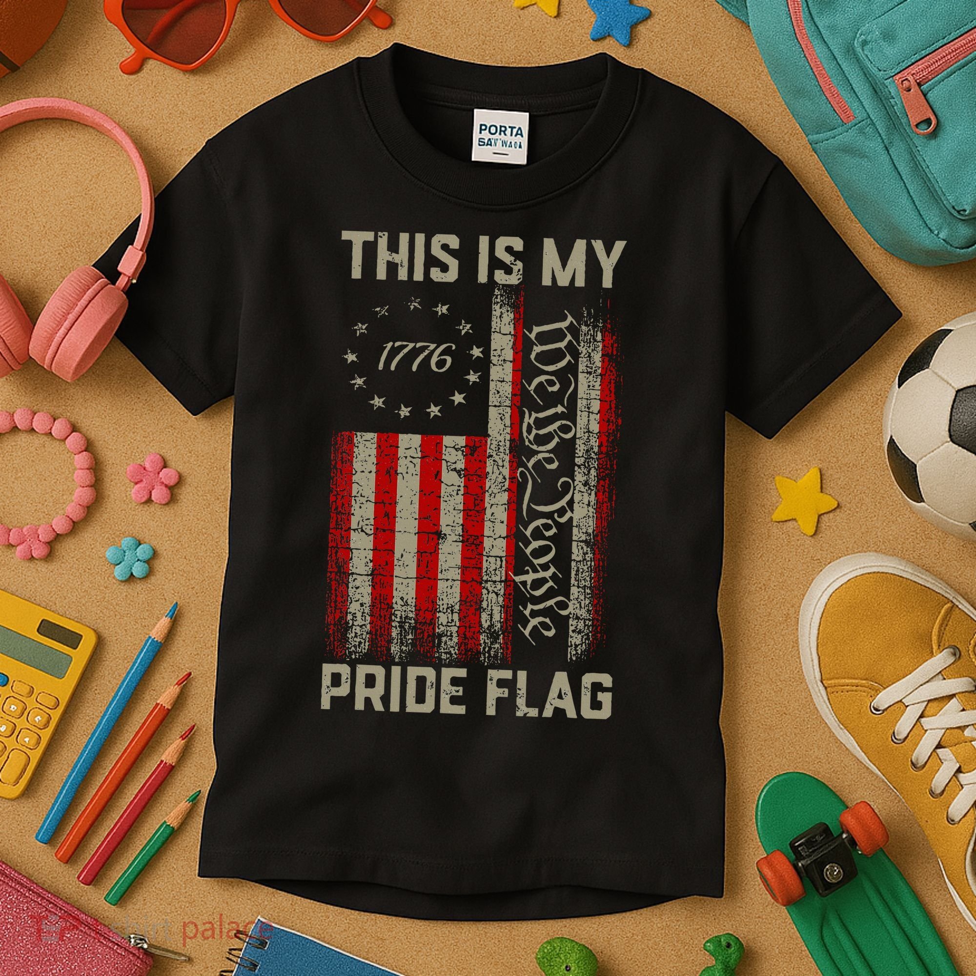 This Is My Pride Flag Usa American Patriotic 4th Of July Kids T-Shirt