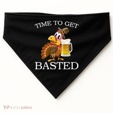 Time To Get Basted Funny Thanksgiving  USA-Made Doggie Bandana