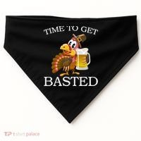 Time To Get Basted Funny Thanksgiving  USA-Made Doggie Bandana thumb 0