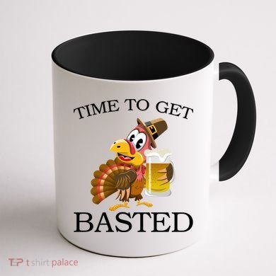 Time To Get Basted Funny Thanksgiving  Coffee Mug back