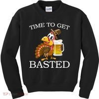 Time To Get Basted Funny Thanksgiving  Kids Sweatshirt thumb 0