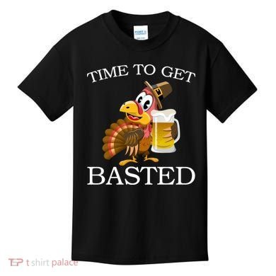 Time To Get Basted Funny Thanksgiving  Kids T-Shirt