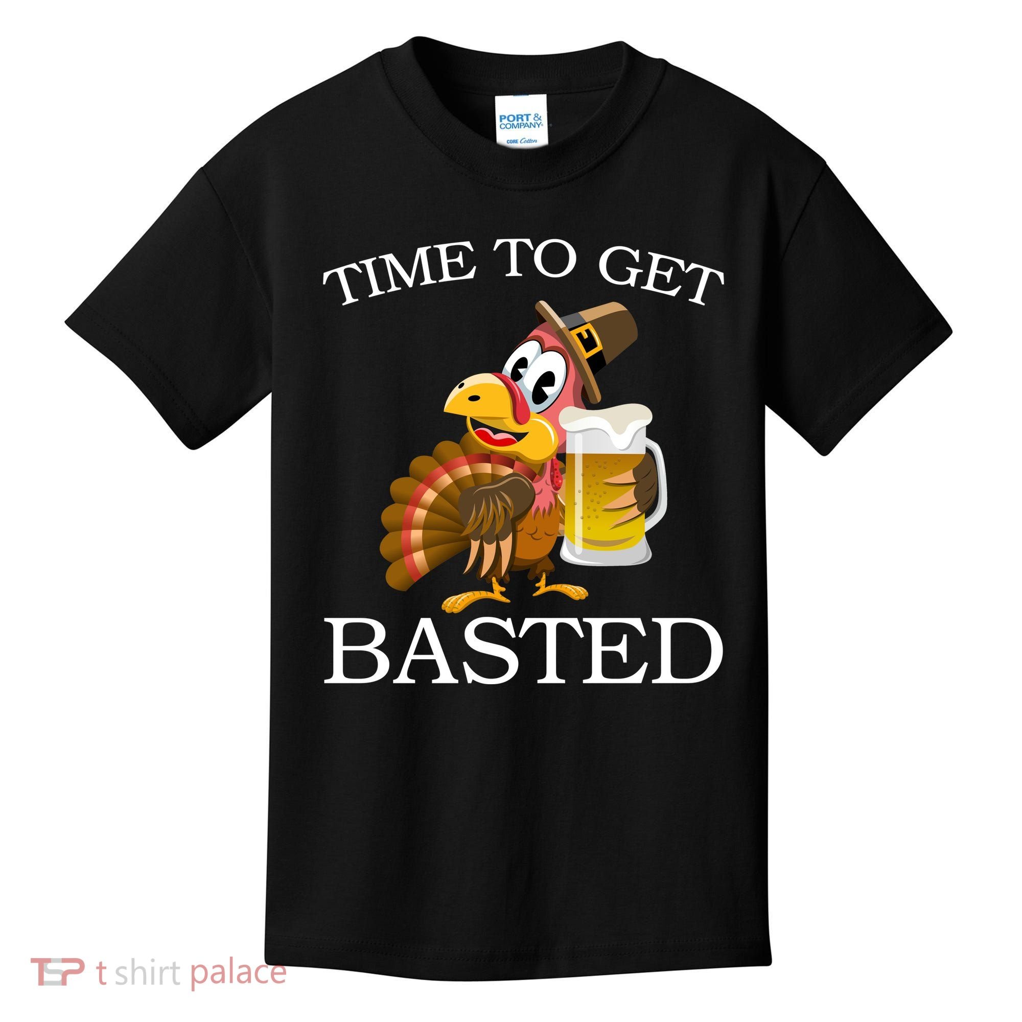 Time To Get Basted Funny Thanksgiving  Kids T-Shirt