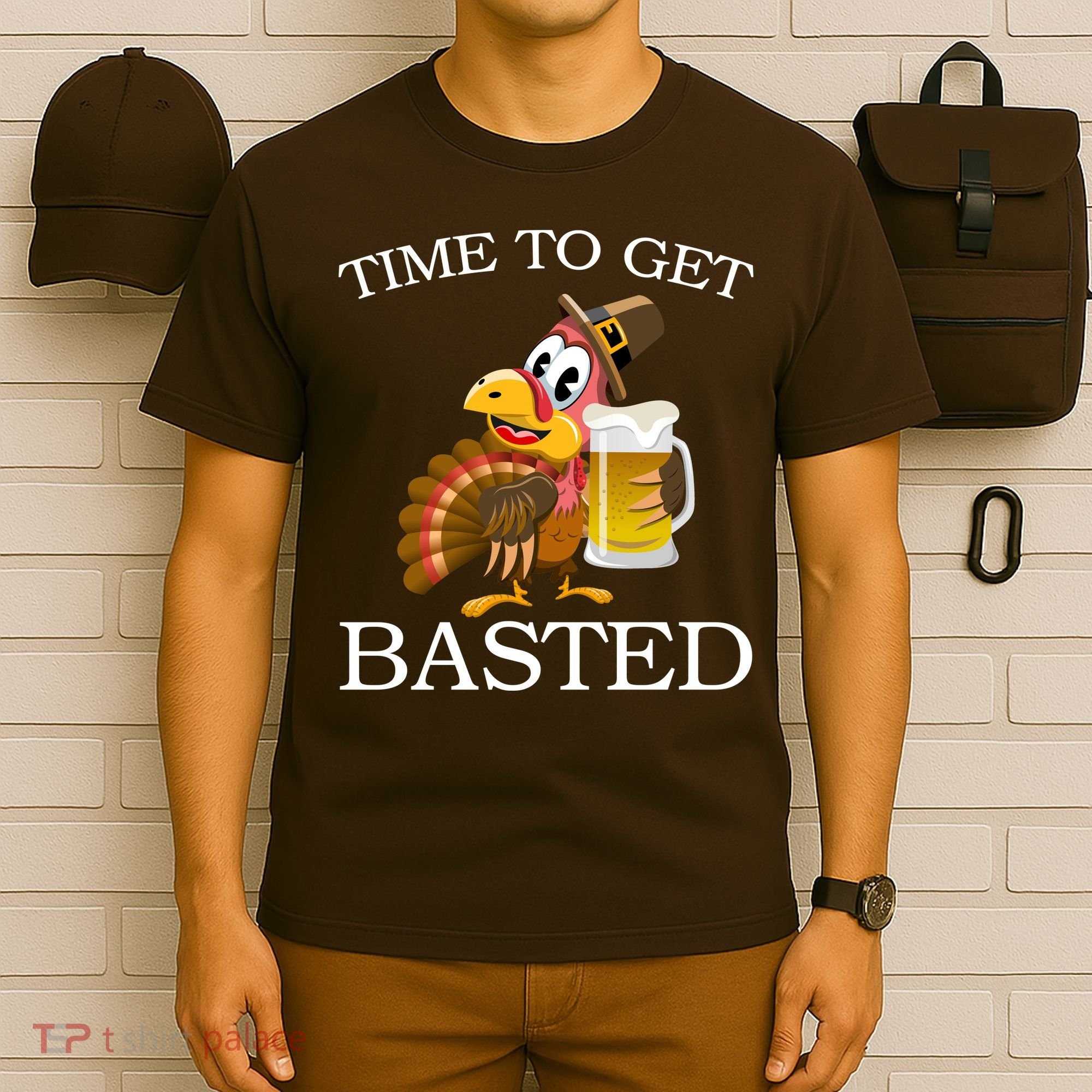 Time To Get Basted Funny Thanksgiving  T-Shirt