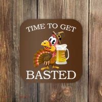 Time To Get Basted Funny Thanksgiving  Coaster thumb 0