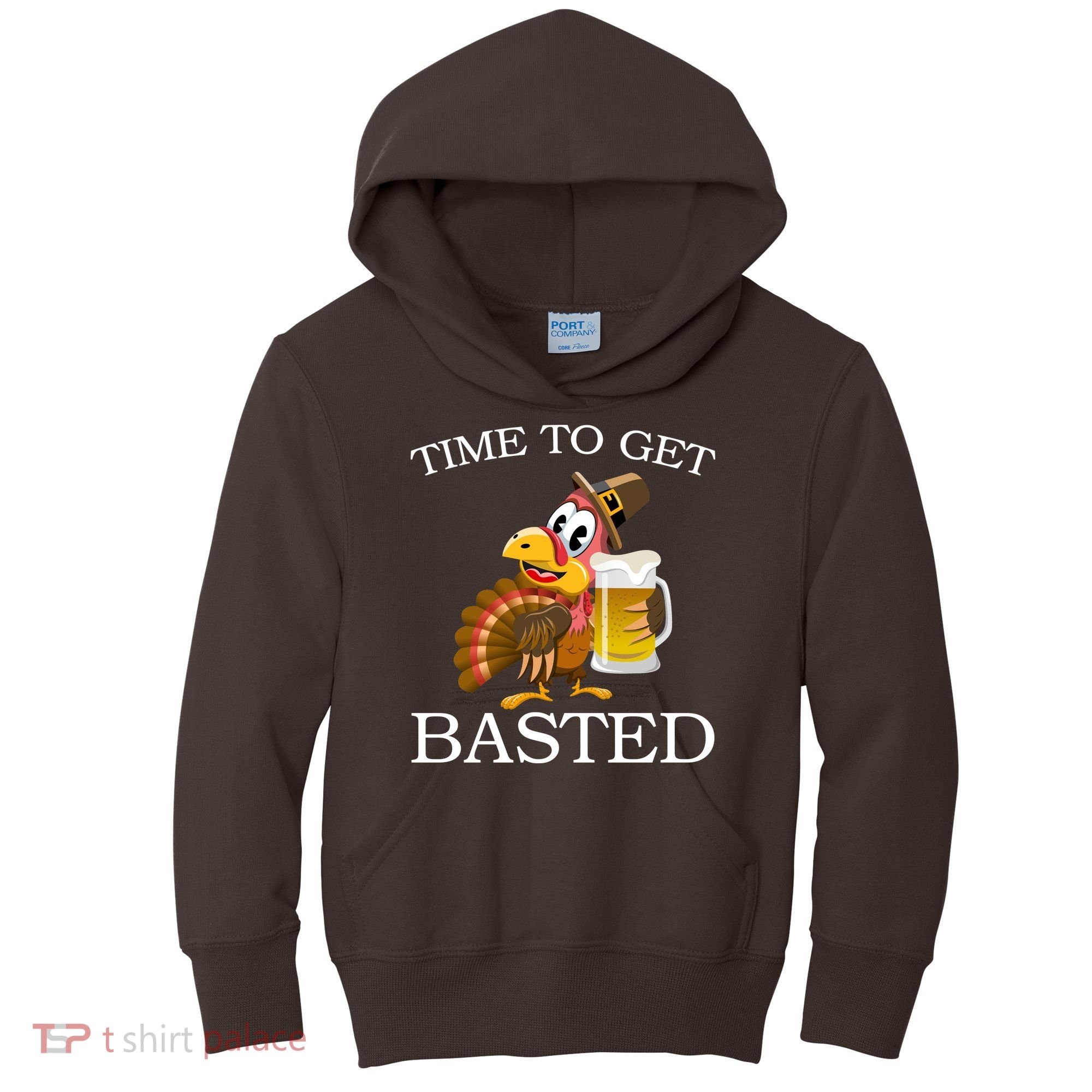 Time To Get Basted Funny Thanksgiving  Kids Hoodie
